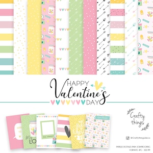 Colección Digital, Kit HAPPY VALENTINE, Papel digital scrapbooking, kit imprimible, kit digital scrapbooking