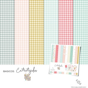 BASICOS VICHY Intertejidos, digitale Papiere für Scrapbooking, digitale Papiere, druckbares Kit, digitales Scrapbooking-Kit, gepunktete Papiere