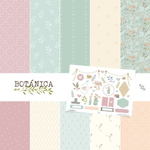 Kit BOTANICA, Colección Digital, Papel digital scrapbooking, kit imprimible, kit digital scrapbooking botánica, flores, floral