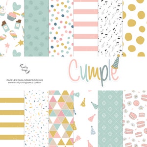 GEBURTSTAG-Kit, digitale Sammlung, digitales Scrapbooking-Papier, druckbares Kit, digitales Geburtstags-Scrapbooking-Kit, Kartenherstellung, Party