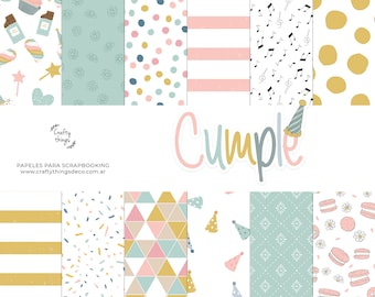 Birthday Kit, Digital Collection, Digital Scrapbooking Paper, Printable Kit, Digital Birthday Scrapbooking Kit, Cardmaking, Party