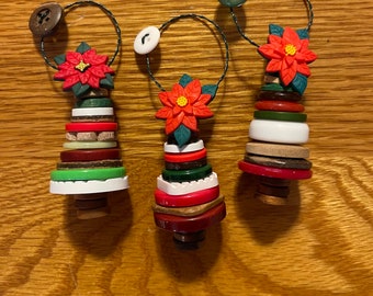 Poinsettia Button ornaments