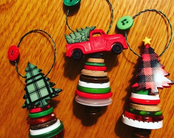Christmas truck and tree ornaments. Boxed set as shown!