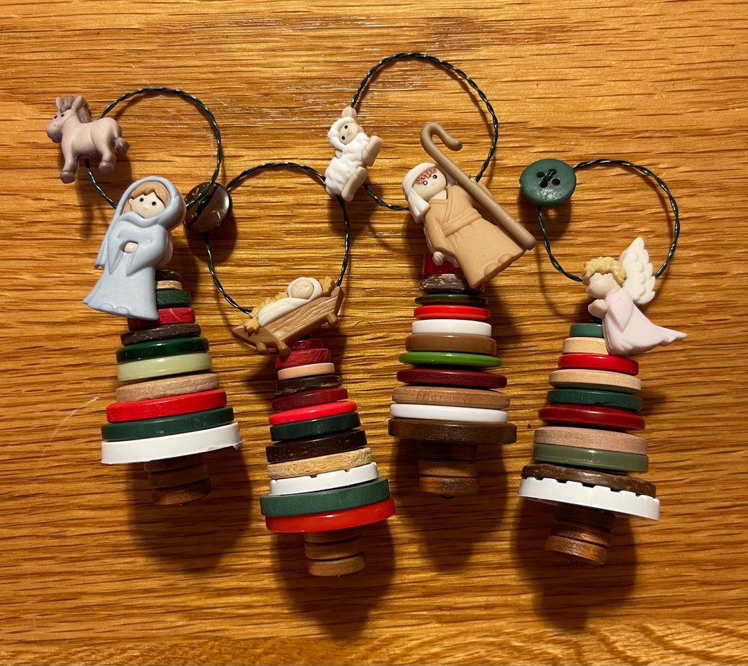 Nativity Button Ornaments Etsy