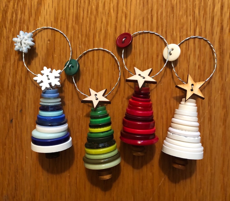 Set of Classic Christmas Color Button Ornaments