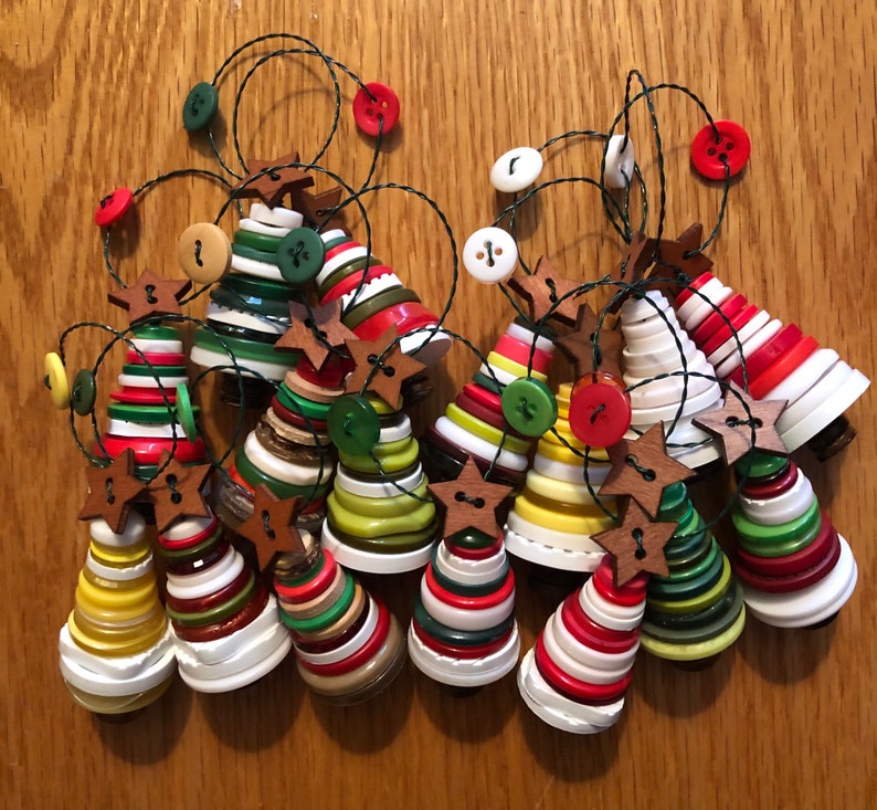 Set of Classic Christmas Color Button Ornaments