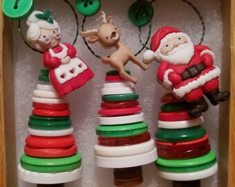 Boxed Santa and Mrs. Santa ornament Set