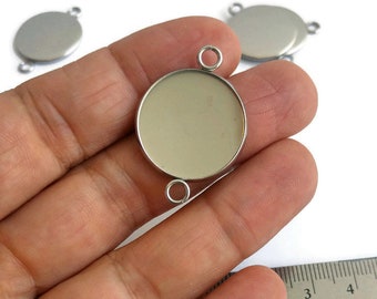 BULK 20 Cabochon frame heart charms antique silver tone FS166