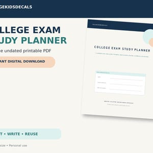 Druckbarer Lernplaner für Hochschulprüfungen | Prüfungsplaner für die Prüfungswoche | Prüfungsvorbereitungsplan und -übersicht (PDF)