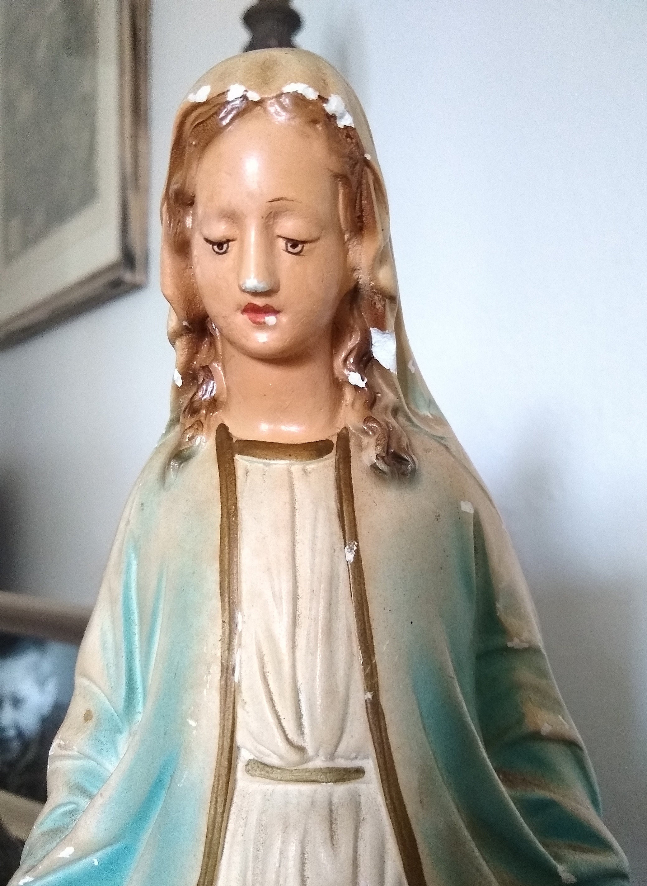 Vintage Madonna Statue Chalkware Statue Catholic Religious Etsy