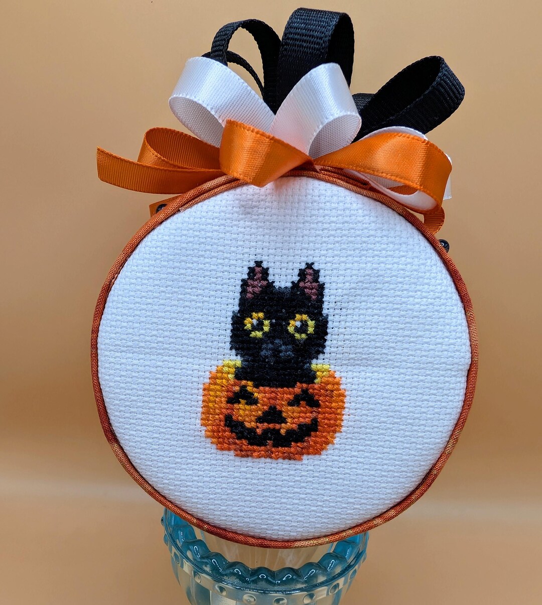 Cross Stitch Cat in a Pumpkin - Etsy