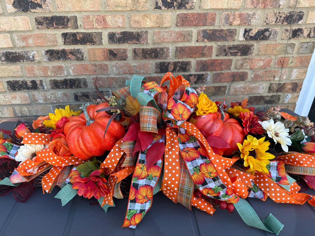 Table Centerpiece, Fall Mailbox Decor, Fall Mantle Swag, Autumn Hanger ...