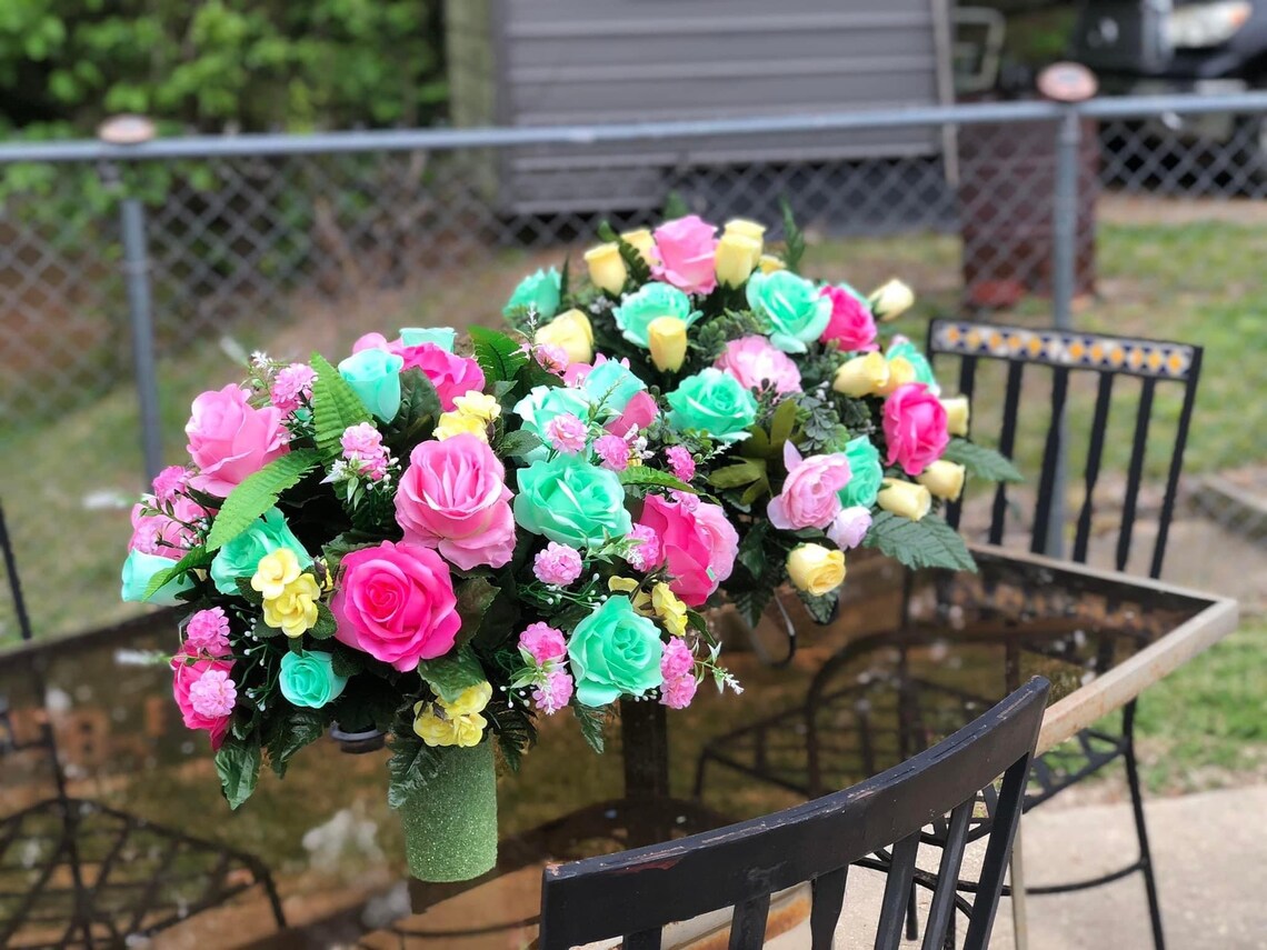 Headstone Saddle Arrangement Cemetery Floral Headstone Flower