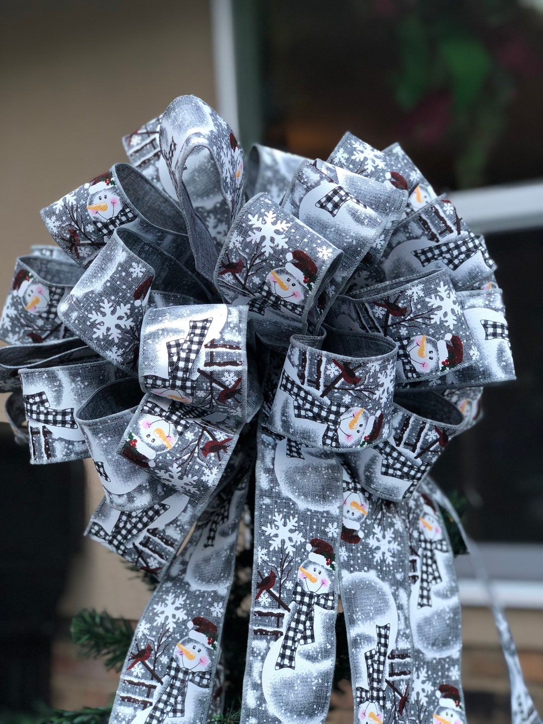 Christmas Tree Bow, Christmas Decorations, Ribbon Decor, Christmas Door