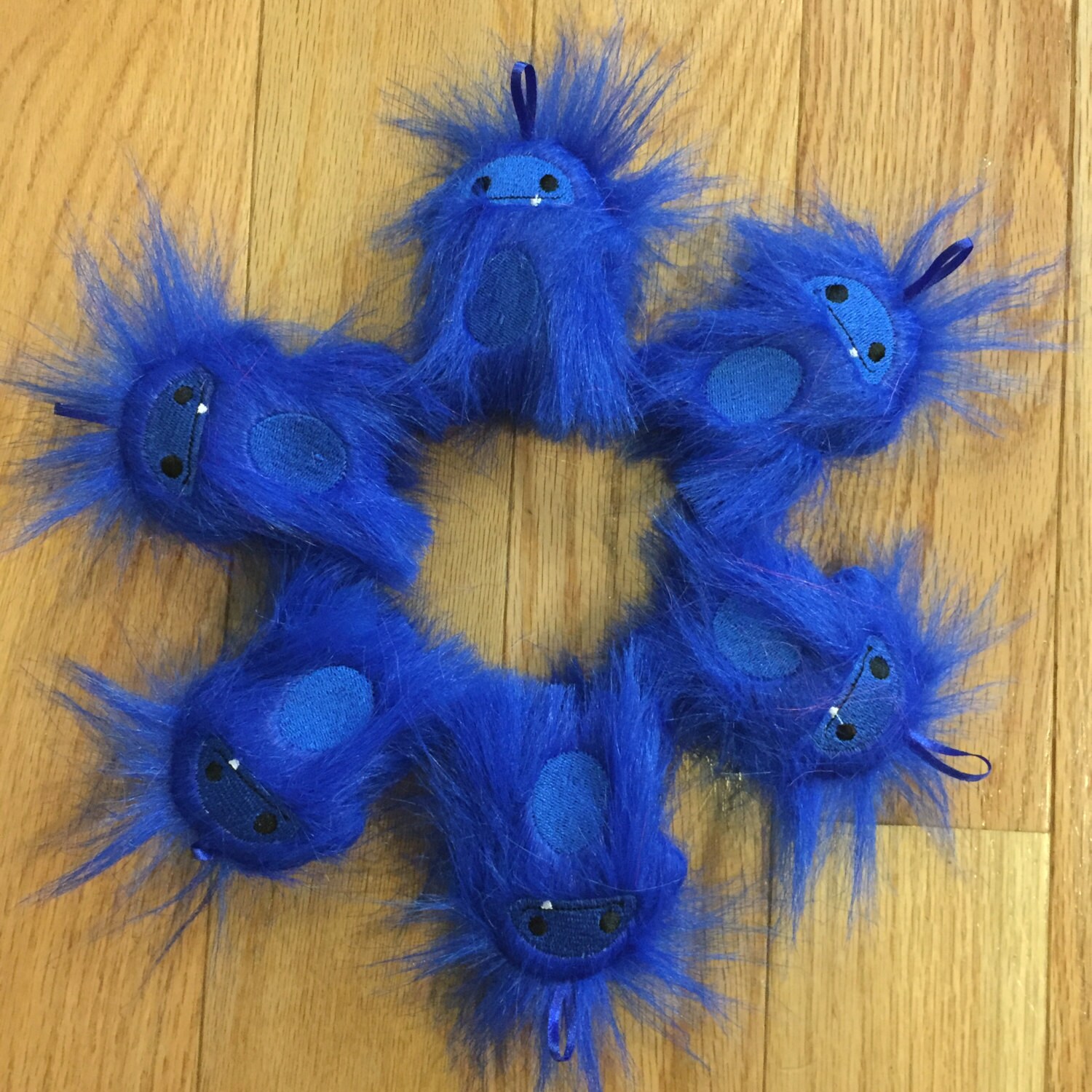 Blue fuzzy stuffed yeti keychain ornament Etsy