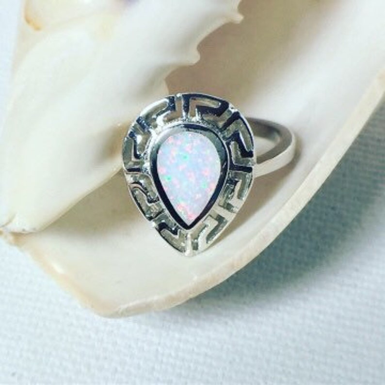 Handmade Opal Ring Milky opal Sterling Silver 925 Ring White ring* Greek Style *Gift ring Opal Ring Silver Opal Ring