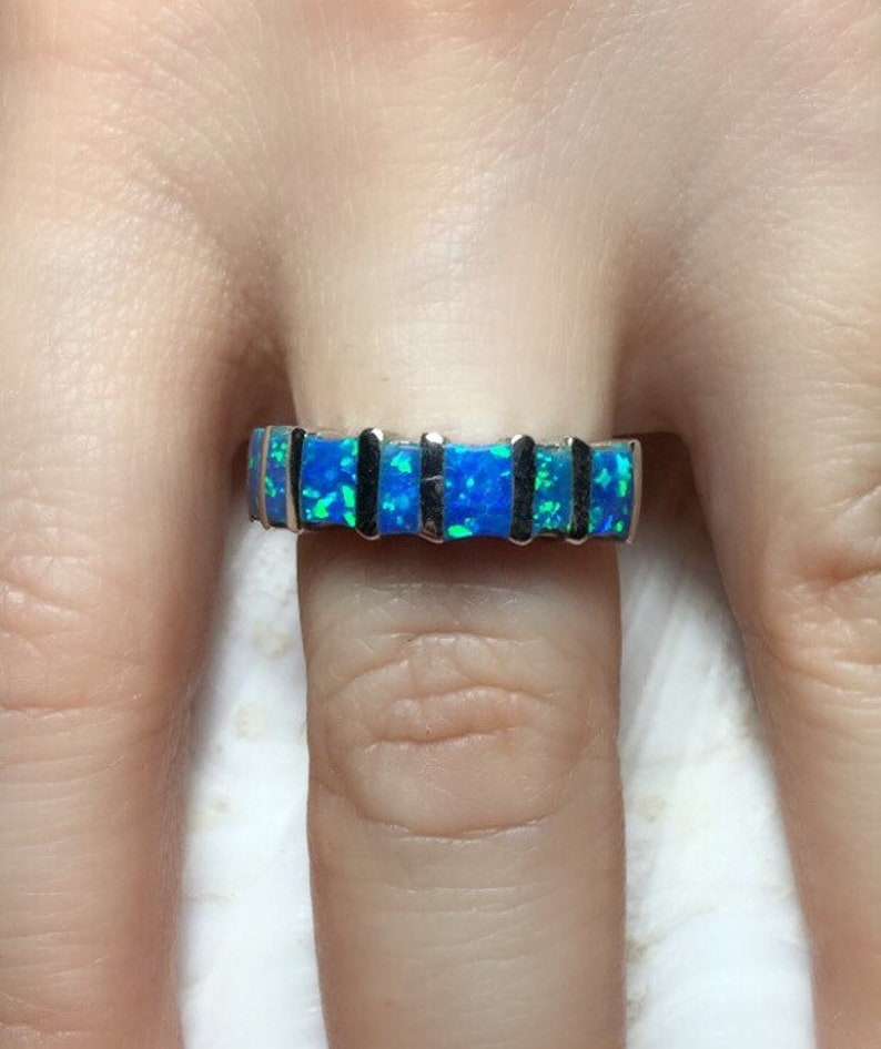 Silver Opal Ring Blue Opal Ring Handmade Opal Ring Sterling Silver 925 Ring