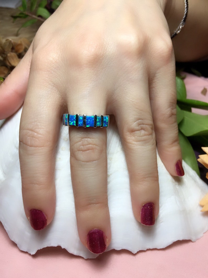 Silver Opal Ring Blue Opal Ring Handmade Opal Ring Sterling Silver 925 Ring