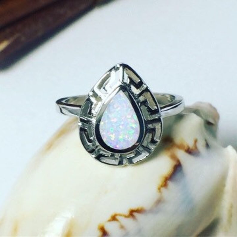Handmade Opal Ring Milky opal Sterling Silver 925 Ring White ring* Greek Style *Gift ring Opal Ring Silver Opal Ring