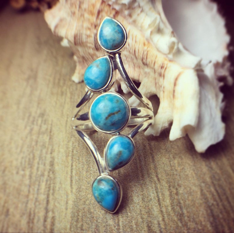 Tuquoise Ring Organic*Free Express Shipping Natural Bridal Ring Handmade Ring Gemstone Ring Sterling Silver 925