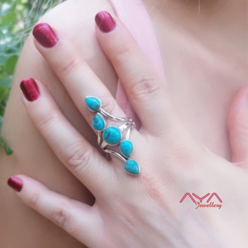 Tuquoise Ring Organic*Free Express Shipping Natural Bridal Ring Handmade Ring Gemstone Ring Sterling Silver 925