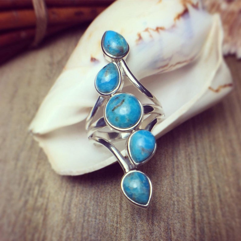 Tuquoise Ring Organic*Free Express Shipping Natural Bridal Ring Handmade Ring Gemstone Ring Sterling Silver 925