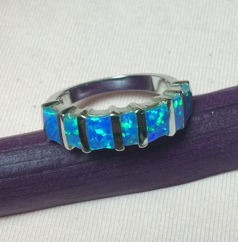 Silver Opal Ring Blue Opal Ring Handmade Opal Ring Sterling Silver 925 Ring