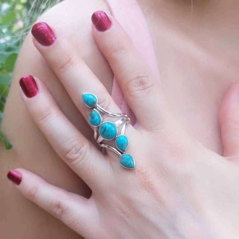 Tuquoise Ring Organic*Free Express Shipping Natural Bridal Ring Handmade Ring Gemstone Ring Sterling Silver 925