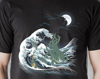 The Wave of R'lyeh T-shirt / H.P. Lovecraft Tee / Cthulhu / The Great Wave off Kanagawa / Hokusai