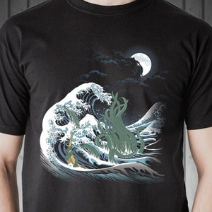 The Wave of R&#39;lyeh T-shirt / H.P. Lovecraft Tee / Cthulhu / The Great Wave off Kanagawa / Hokusai