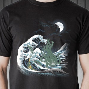 The Wave of R'lyeh T-shirt / H.P. Lovecraft Tee / Cthulhu / The Great Wave off Kanagawa / Hokusai