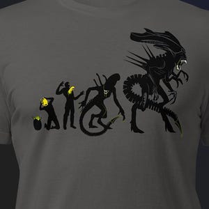 Xenomorph Evolution T-Shirt | Alien Life Cycle Tee | Sci-fi Horror Movie Gift | Chestburster Facehugger Queen Art Graphic Shirt