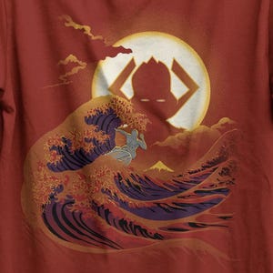 Surfing with the Alien T-Shirt | Great Wave off Kanagawa Art Mashup | Silver Surfer & Galactus Tee | Hokusai Sci-Fi Comic Fan Gift