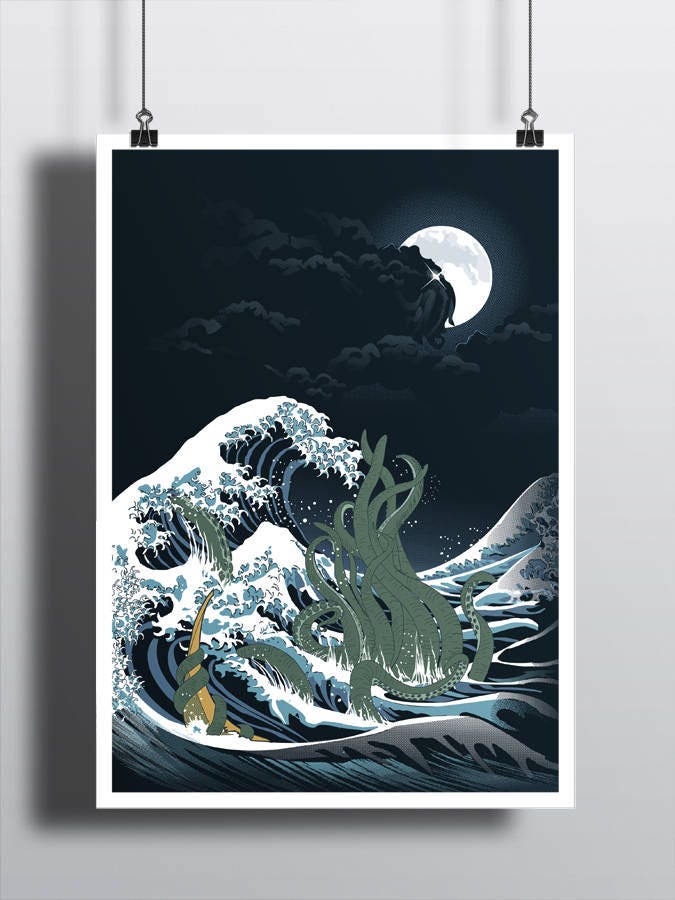 The Wave of R'lyeh Poster / H.P. Lovecraft Print / Cthulhu - Etsy