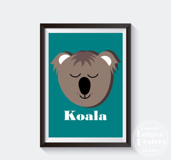 Items similar to SIMPLE KOALA POSTER Colourful Animal for Kids Room