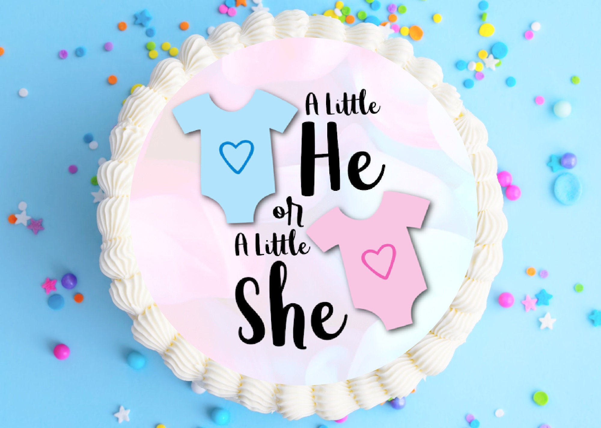 Gender Reveal Cake Topper He or She Gender Reveal Cupcakes Etsy
