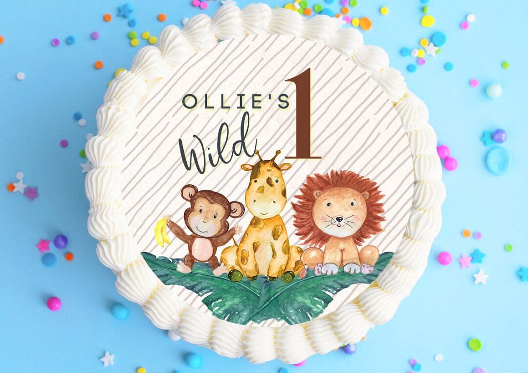 Wild One Edible Cake Topper, Wild One Cupcake Topper, Safari Baby