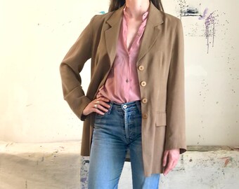 camel linen blazer