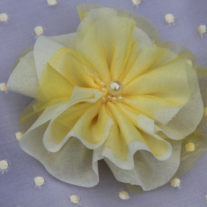 Hair Flower Wedding Clip, Bridal Flower Hair Clip, Chiffon Flower Hair, Flower Brooch Pin, White Flower Brooch Fabric, Wedding Hair Flower image 2