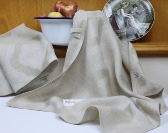 Belgian pure linen kitchen towels homeware | Extra large linen dish towel with matching small linen hand towel | Handmade Linen guest towel