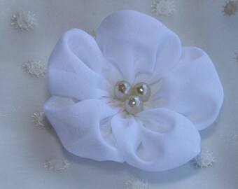 Small Bridal Hair Flower, Chiffon Flower Wedding Hair Clip, Boho Flower for Dress, White small Flower for Bracelet, Small Flower for Hair