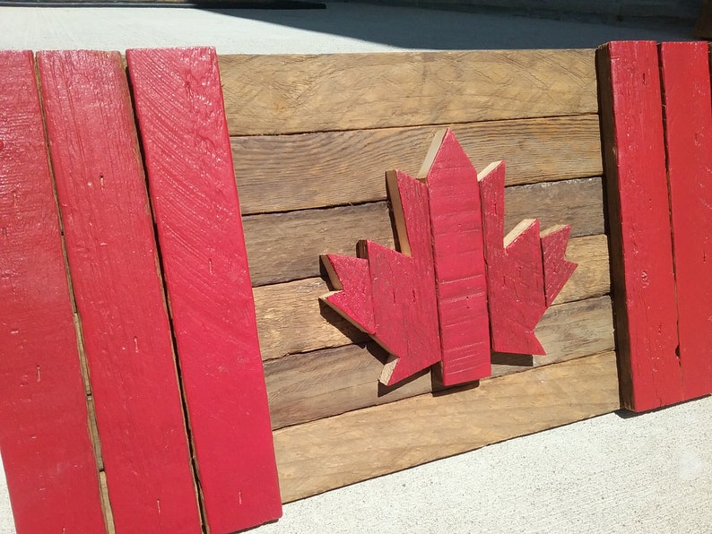 Small Canada Wood Flag Woodwork Reclaimed Wood Canadian Flag Cottage