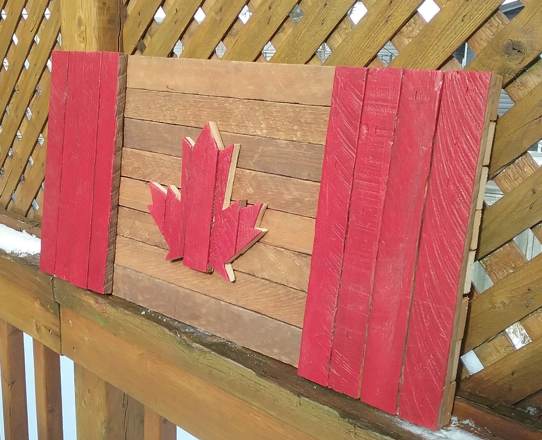 Medium Wood Canadian Flag Vintage Wood Craft Christmas Etsy Canada