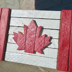 Handmade Rustic Wood Canadian Flag | Canada decor and gift | made in Canada | reclaimed wood wall sign | cottage, porch, garden, patio art