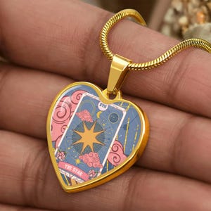 Die Star Tarot Card Herz Halskette - Spirituelles Geschenk - Himmlische Halskette -Handmade Stern Halskette - witchy Geschenk