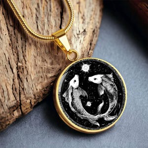 Pisces Necklace - Fish Pendant - Custom Engraving - Celestial Zodiac Star Sign Astrology Gift