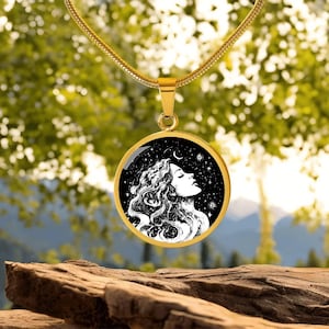 Aquarius Necklace - Water Bearer Pendant - Custom Engraving - Celestial Zodiac Star Sign Astrology Gift