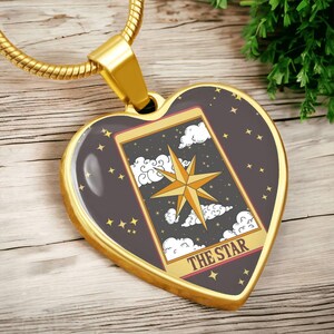 Die Star Tarot Card Herz Halskette - Spirituelles Geschenk - Himmlische Halskette -Handmade Stern Halskette - witchy Geschenk