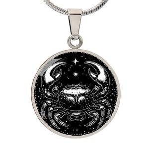 Cancer Necklace - Crab Pendant - Custom Engraving - Celestial Zodiac Star Sign Astrology Gift