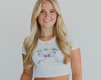 Put A Bow On It Crop Top / White Sorority Tee / White Sorority T-Shirt / White Sorority Shirt / Sorority Apparel / Greek Apparel